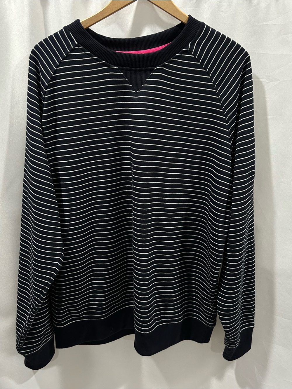 LN Footjoy Navy striped pullover Golf Jersey fine knit Sweatshirt